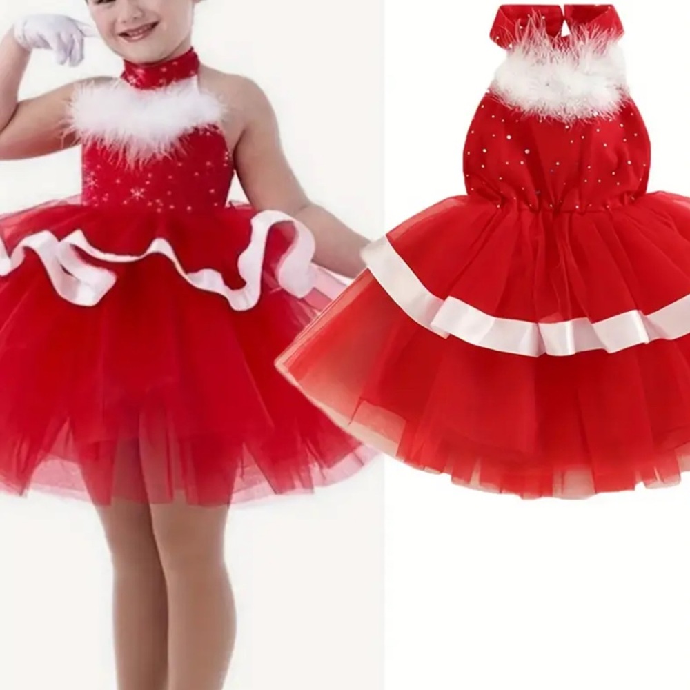 All handmade with love Charming Red and White Kids Dance Costume